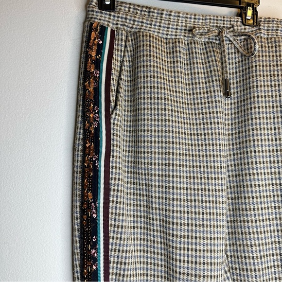 Maeve by Anthropologie Plaid Sequin Flare Women Slack Pants XS - Picture 9 of 11